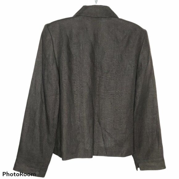 Harve Benard Linen Blazer Black Sz 10 Fully Lined - Picture 2 of 4